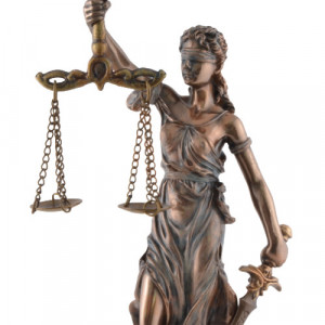 Statueta Justitia, zeita dreptatii, bronz si rasina, 17 cm - Img 4