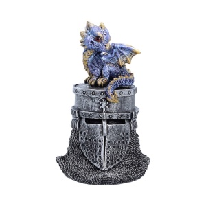 Statueta pui de dragon albastru Hatchling Helm – decor medieval collector 13.2 cm