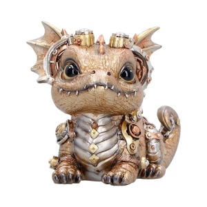 Statueta pui de dragon auriu Gearling – decor fantasy collector 15 cm