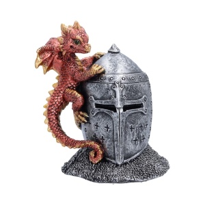 Statueta pui de dragon rosu Hatchling Helm – decor medieval collector 12.3 cm