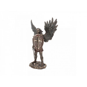 Statueta rasina si bronz Arhanghelul Mihail cu Scut si Sabie 36 cm - Img 2