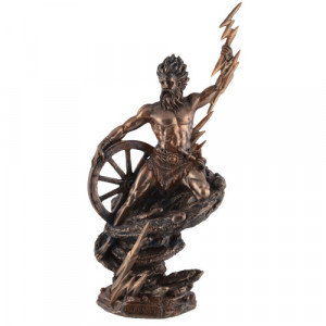 Statueta rasina si bronz, mitologia celtica, Taranis - zeul tunetului 26cm