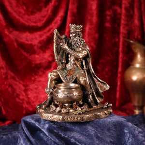 Statueta rasina si bronz, mitologia celtica, zeu Dagda 18.5 cm - Img 6