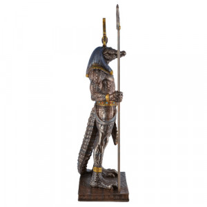 Statueta rasina si bronz, mitologia egipteana, zeul Sobek 29cm - Img 2
