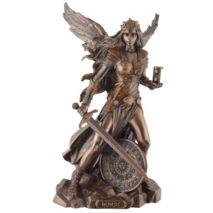 Statueta rasina si bronz, mitologia greaca, Zeita Nemesis 22cm - Img 1