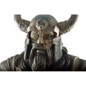 Statueta rasina si bronz, mitologia nordica, bustul zeului Odin 41cm - Img 6
