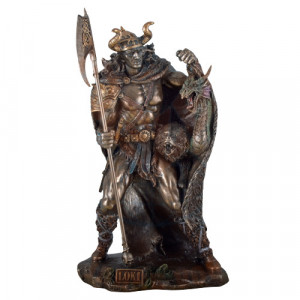 Statueta rasina si bronz, mitologia nordica, zeul Loki 27cm