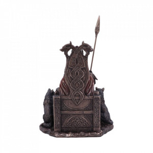 Statueta rasina si bronz, mitologia nordica, zeul Odin 22cm - Img 3
