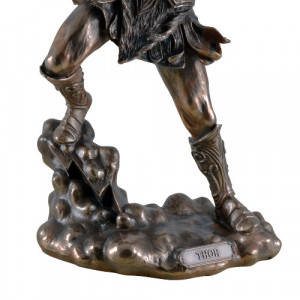 Statueta rasina si bronz, mitologia nordica, zeul Tunetului, Thor 32cm - Img 2
