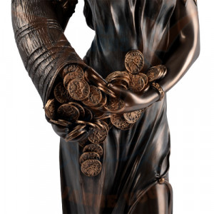 Statueta rasina si bronz, mitologia romana, zeita norocului Fortuna 71cm - Img 7