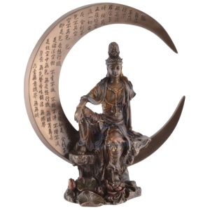 Statueta rasina si bronz zeita asiatica Guan Yi, zeita compasiunii 23 cm