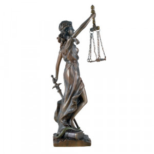 Statueta rasina si bronz, zeita dreptatii Themis ( Justitia) 21cm - Img 2