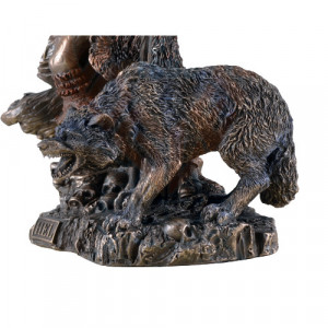 Statueta rasina si bronz, zeita nordica Hel, protectoarea lumii de dincolo 27cm - Img 2