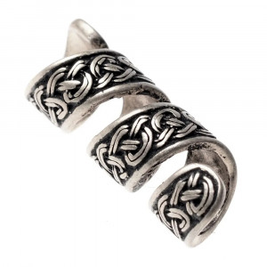 Bijuterie vikinga pentru barba/par din bronz placat cu argint Spirala cu nod celtic, diametru 6 mm