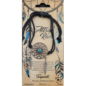 Bratara ajustabila Gardienii Viselor - Dreamcatcher cu Turcoaz, talisman pentru Protectie - Img 2