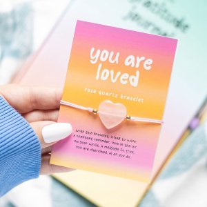 Bratara cu inimioara din cristal de quartz roz You Are So Loved - Img 6