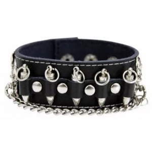 Bratara piele ecologica Scorpion, Chain and Bullets 4.5cm x 23.5cm