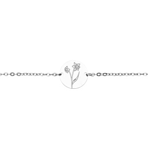 Bratara placata cu argint Floarea Lunii Martie - Narcisa, 17+3 cm - Img 2