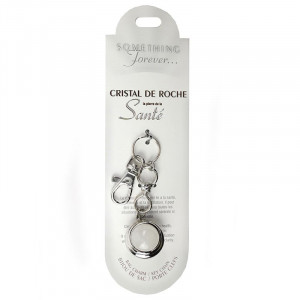 Breloc cu agatatoare tip carlig si piatra semipretioasa, Cristal de Stanca (Quartz Transparent), talisman pentru Vindecare