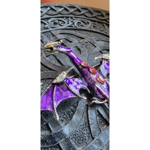 Brosa-pandantiv Dragon Violet cu cristale – magie si intuitie, 9 cm - Img 4