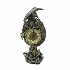 Ceas de birou cu dragon steampunk Regatul mecanic 28 cm