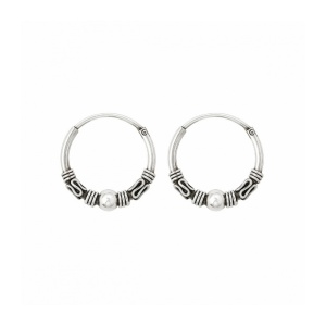Cercei argint 925 creole mici 12 mm, unisex – cercei rotunzi tribali Bali