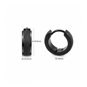 Cercei creole negre din otel inoxidabil 316L, waterproof, 12.5 mm