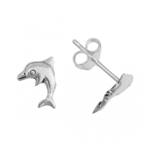 Cercei Delfin, micuti, cu tija, argint 925 – libertate si bucurie, 0.85 cm