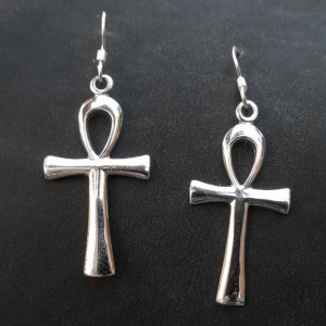 Cercei lungi din argint Ankh egiptean 3.5cm