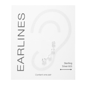 Cercei lungi pe ureche, tip ear climber, argint cu zirconii albe Aurora Line
