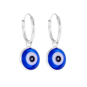 Cercei rotunzi din argint Ochiul Protector (Evil Eye) 8mm