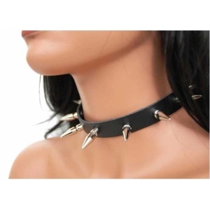 Choker piele naturala cu tinte Killer Studs 2.5cm
