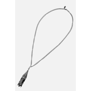 Colier Midnight Totem cu cristal negru si turn de catedrala gotica placat cu argint 925 - Img 6