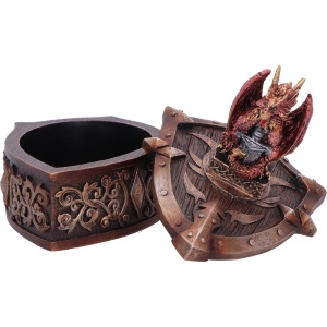Cutie pentru bijuterii dragon rosu Hoard Defender – decor gotic fantasy ( 10.5 cm ) - Img 6
