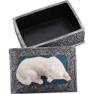 Cutie pentru bijuterii lup Ghost Wolf – decor gotic fantasy ( 10 cm ) - Img 6