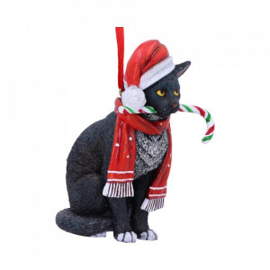 Decoratiune cu agatatoare Pisicuta Candy Cane Cat - Lisa Parker 9 cm - Img 4