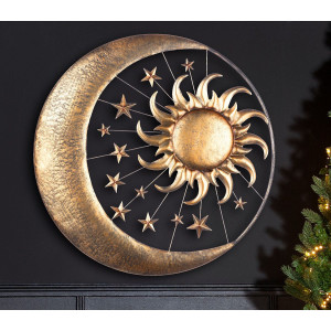 Decoratiune pentru perete din metal Soare, Luna si Stele 71 cm - Img 2