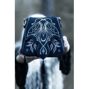 Geanta gotica dark celestial Stardust Tassel cu broderie molie-luna, Restyle - Img 5