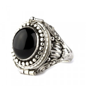 Inel argint Poison Ring cu onix 1,5cm