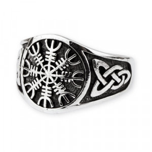 Inel argint viking Aegishjalmur 1.4cm
