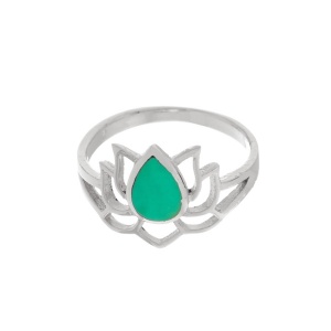 Inel din argint 925 Floare de Lotus cu turcoaz – simbol al protectiei si echilibrului spiritual - Img 2