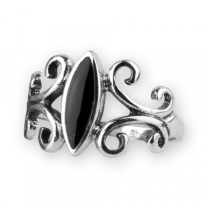 Inel din argint cu Onix negru – model ornamental gotic