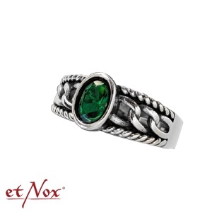 Inel din otel inoxidabil cu zirconiu verde Lanturi, latime 0.8 cm