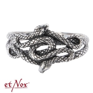 Inel Gothic din Argint cu Serpi Incolaciti – Simbol Transformare si Putere, 1.2cm