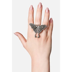 Inel Nocturnal Statement cu molie-luna si sidef natural placat cu argint 925 - Img 3