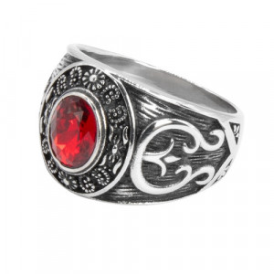 Inel otel inoxidabil Victorian Gothic Red 1.7cm