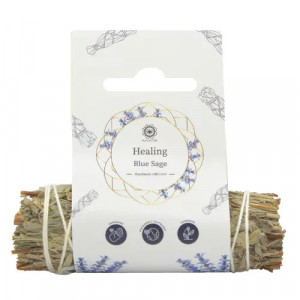 Manunchi Salvie Albastra pentru fumigatii 10cm.  In ritualuri, salvia este foarte folositoare pentru protectie impotriva tuturor formelor de energie negativa. Este de asemenea arsa pentru a purifica spatiile sacre si uneltele magice. 