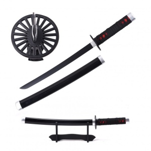 Mini sabie decorativa katana cu suport pentru birou Demon Slayer - Kamado Tanjiro 34 cm
