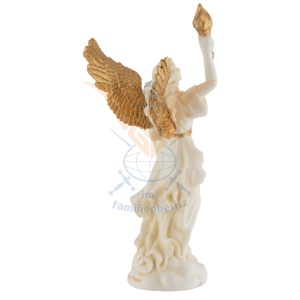Mini statueta Arhanghelul Uriel, finisaj alb marmura si auriu, 11 cm - Img 5