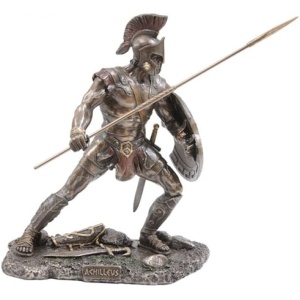 Mini statueta erou al mitologiei grecesti Ahile, finisaj bronz, 10 cm